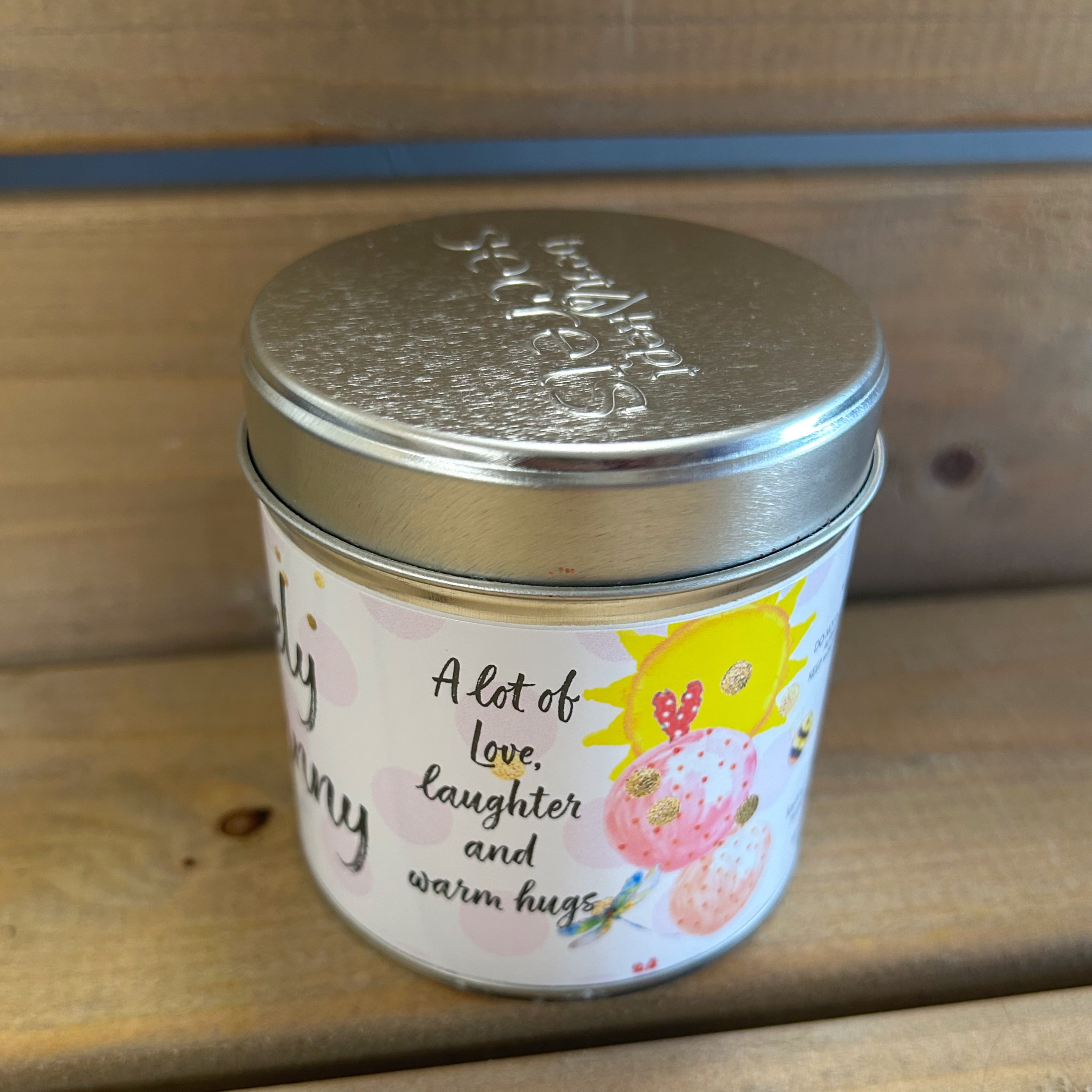 Tin granny sentimental candle with added sparkles