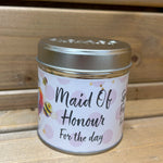 Maid Of Honour tin candle with sparkles