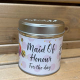 Maid Of Honour tin candle with sparkles