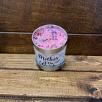 Tin mother of the bride candle with sparkles