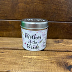 Tin Mother of the Bride candle with sparkles