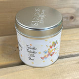 Tin Candle with added sparkle on top and sentiment which reads 'Mummy To Be'