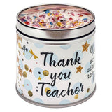 Tin teacher candle with sparkles