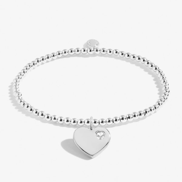 Children's silver beaded bracelet with heart charm