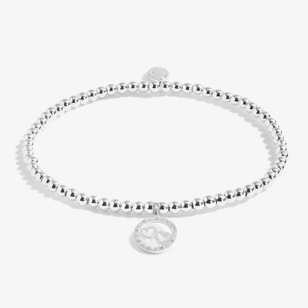 Children's silver beaded bracelet with sparkling charm
