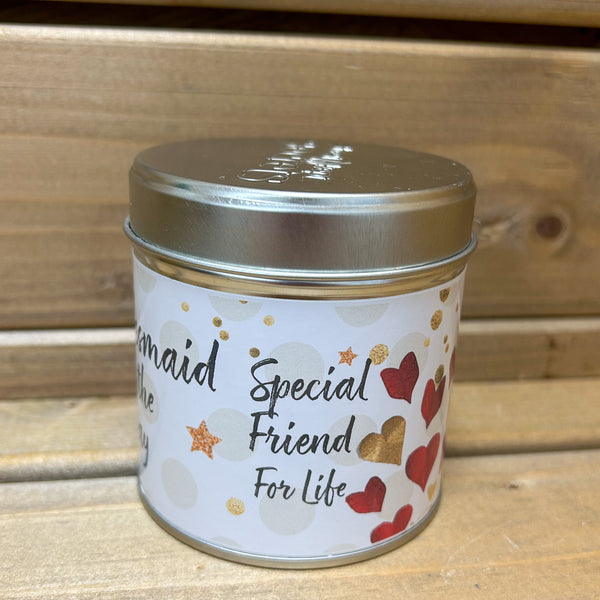 Bridesmaid tin candle with sparkles