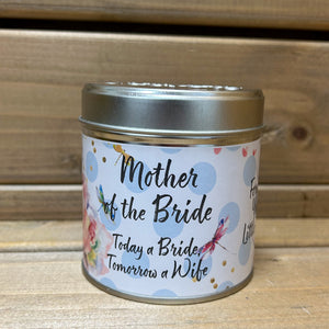 Mother Of Bride tin candle with sparkles