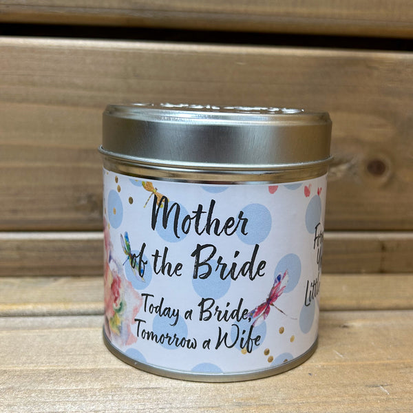 Mother Of Bride tin candle with sparkles