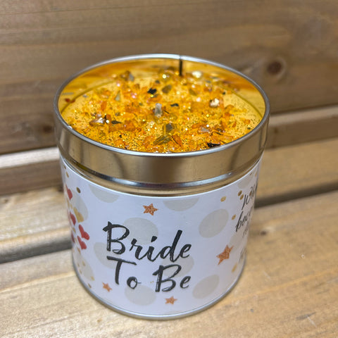 Bride To Be Tin Candle with sparkles