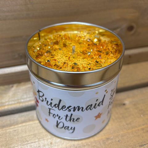 Bridesmaid tin candle with sparkles