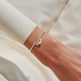 Silver bracelet with rose, gold and silver heart charms