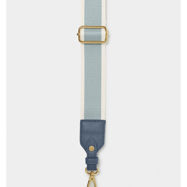 Dusty blue stripe bag strap
