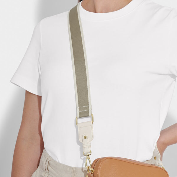 Light khaki stripe bag strap