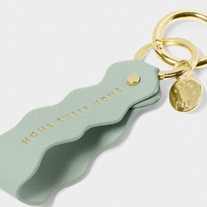 Sage green PU leather keyring with gold stamped sentiment