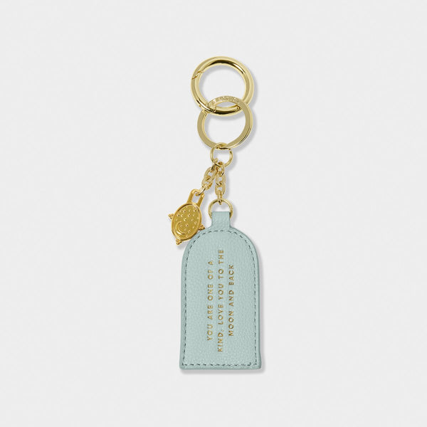 Duck egg PU leather moon and back keyring