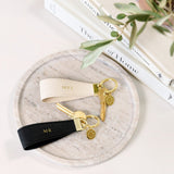 Katie Loxton beautifully boxed Mr & Mrs keyring set in black and white with gold tone hardware. 