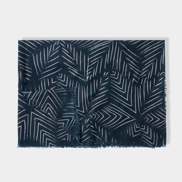 Navy metallic star print scarf