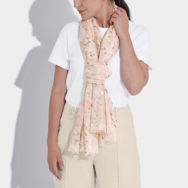 Pink foil printed lightweight scarf