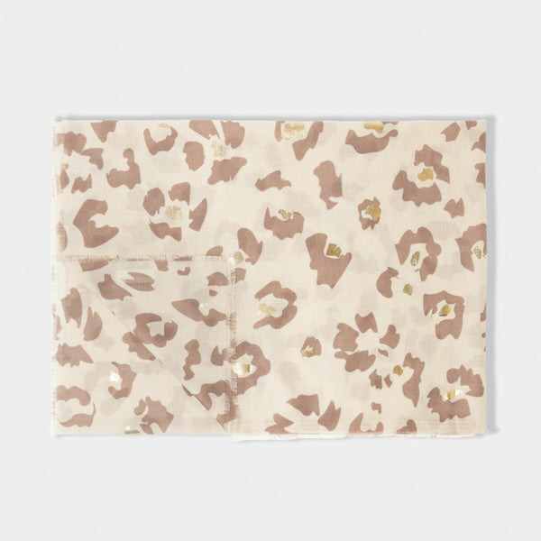 Light taupe foil printed lightweight scarf