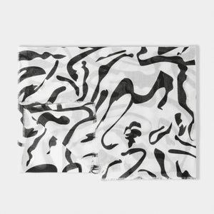 Zebra print black and white foil printed scarf