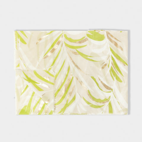 Palm leaf foil printed scarf in light taupe