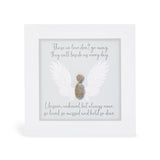 White framed pebble art with pebble angel and poem