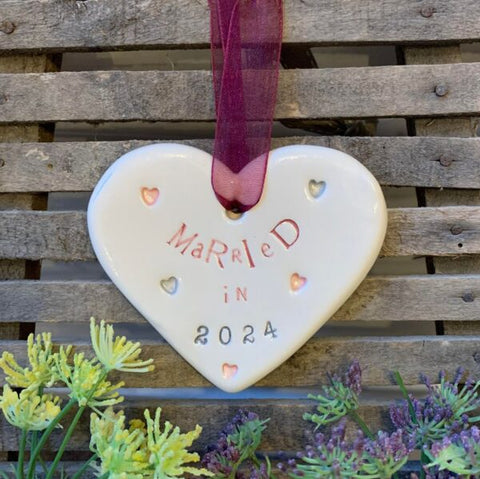 Handmade Ceramic Heart - Married In 2024