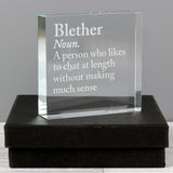 Crystal ornament with Scottish word and definition