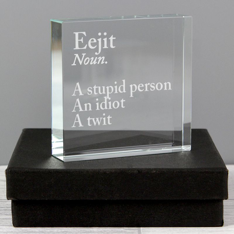 Crystal ornament with Scottish word and definition