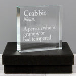 Crystal ornament with Scottish word and definition