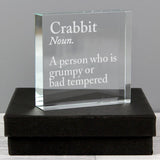 Crystal ornament with Scottish word and definition
