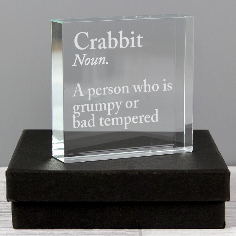 Crystal ornament with Scottish word and definition