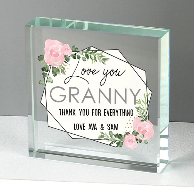 Floral abstract rose crystal ornament for Granny