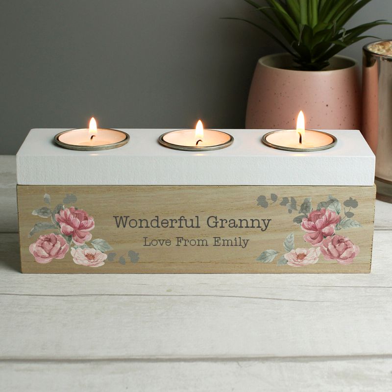 Floral watercolour trinket tealight box