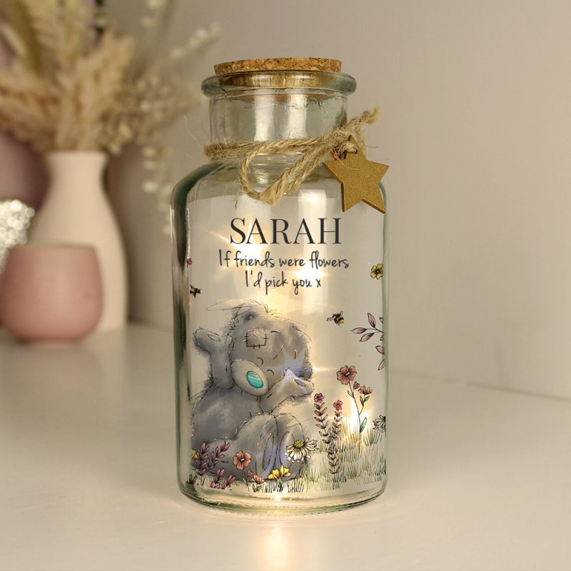 LED Me To You Glass Jar with bear and floral design