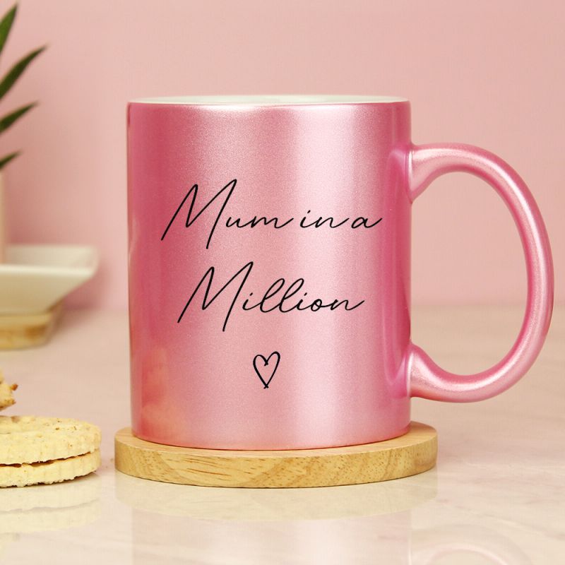Personalised pink glitter mug for Mum