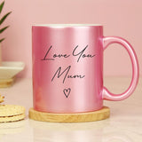 Personalised pink glitter mug for Mum