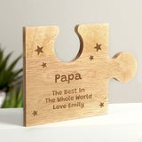Personalised wooden jigsaw plaque for Papa. Can also be used as a coaster.