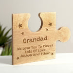 Personalised wooden jigsaw plaque for Grandad. Can be used as a plaque or a coaster.