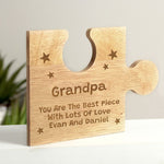 Personalised wooden jigsaw plaque for Grandpa with star design. Can also be used as a coaster.