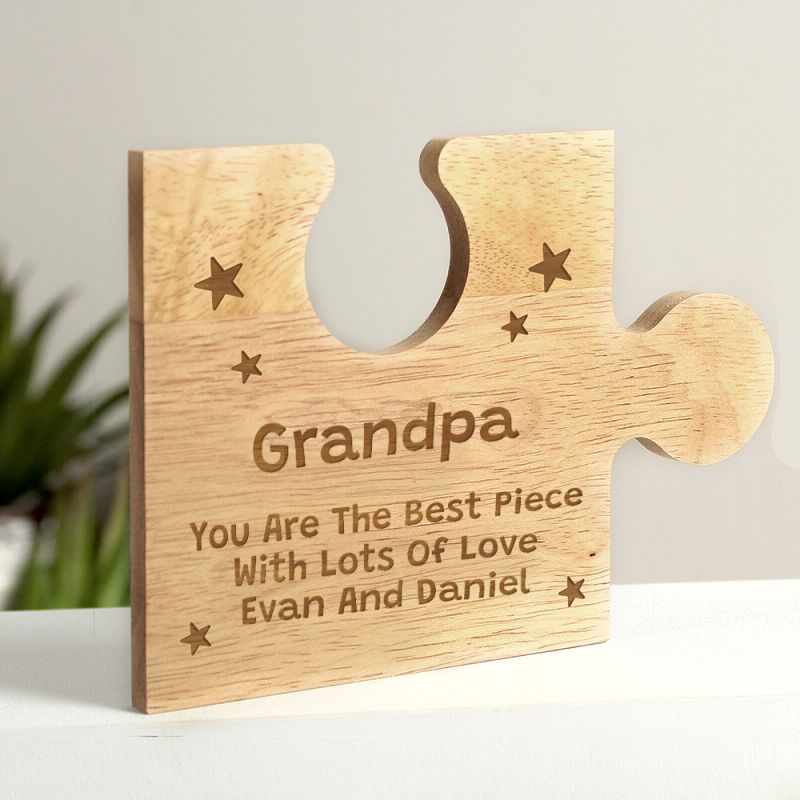Personalised wooden jigsaw plaque for Grandpa with star design. Can also be used as a coaster.