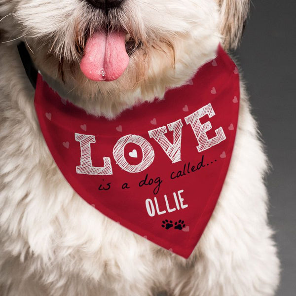 Personalised Love Is... Dog Bandana