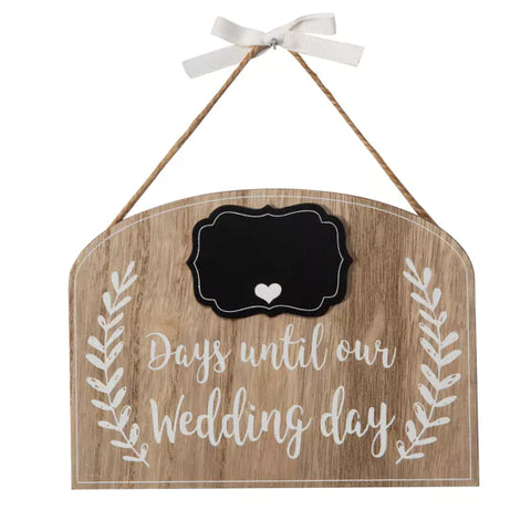 Wooden hanging plaque with wedding countdown