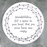 East of India porcelain coaster grandchildren
