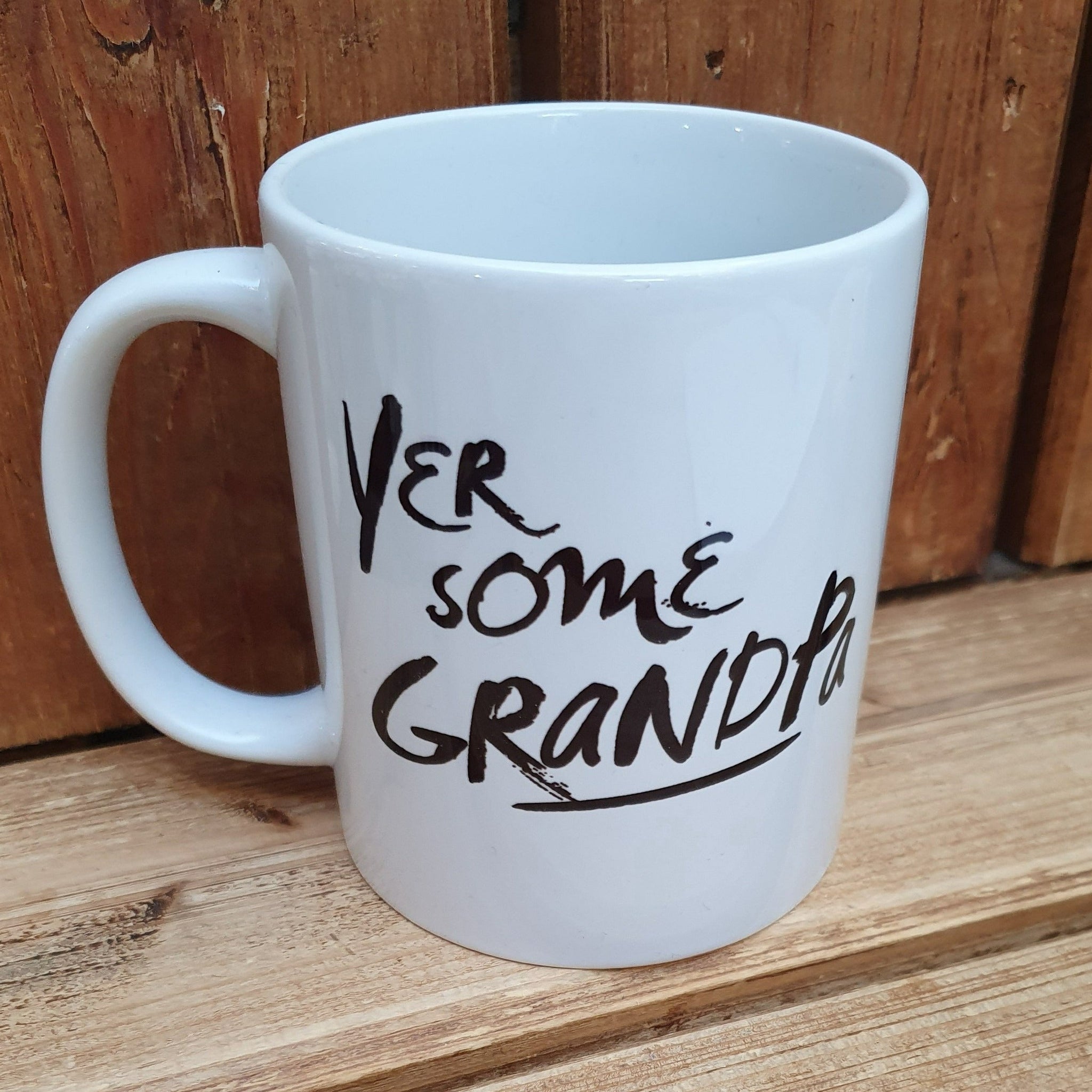 This mug with the slogan 'Yer Some Grandpa' is the perfect for those Grandpas who are notoriously difficult to buy for.  Different variations available.  Printed in Glasgow.