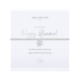 Joma Jewellery 'a little' bracelet with pretty charm, presented on a sentiment card which reads:  'this little bracelet is here to say, happy retirement enjoy every day'