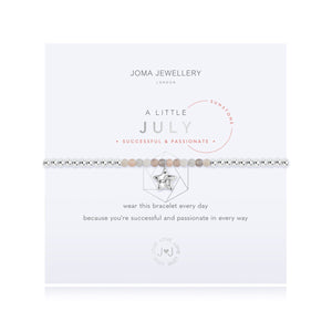 Wear this bracelet every day, because you're successful and passionate in every way.   For all July babies, our lovely 'A Little' bracelet radiates birthstone beauty with special sunstones and a gently hammered silver star charm.