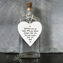 East of India hanging porcelain heart you are braver