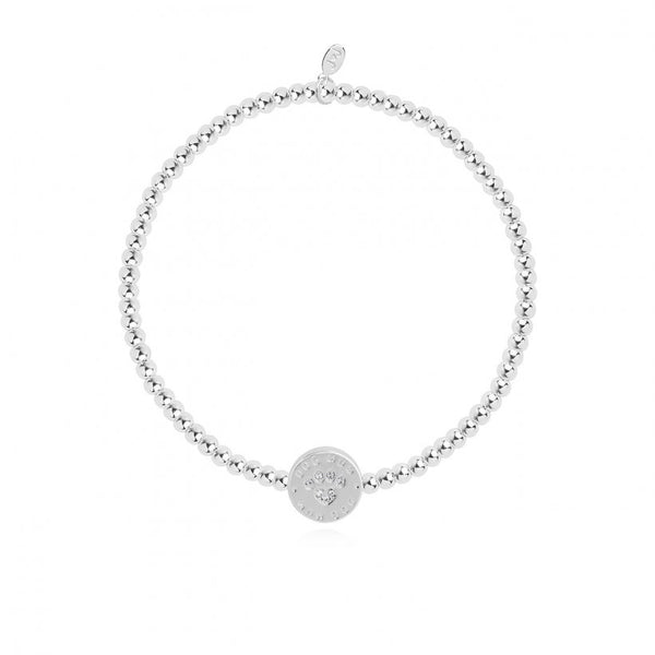 This cute silver plated stretch bracelet from Joma Jewellery's 'a little' pet range features an adorable little silver disc charm with sparkling paw print and comes presented on a sentiment card which reads:  'A Little'  'Dog Mum'  'this pretty bracelet is just to say, you're a wonderful dog mum in every way'