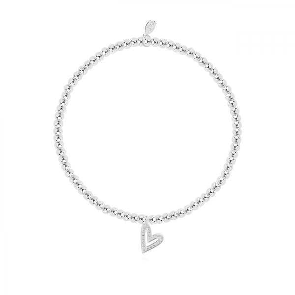 Sparkling stretch bracelet from Joma Jewellery's 'Confetti A Littles' range.  The silver plated bracelet features a sparkly cut out heart charm and comes presented on a card with the sentiment:  'A Little'  'Fabulous Friend'  'this little heart is just to say you're a fabulous friend in every way'